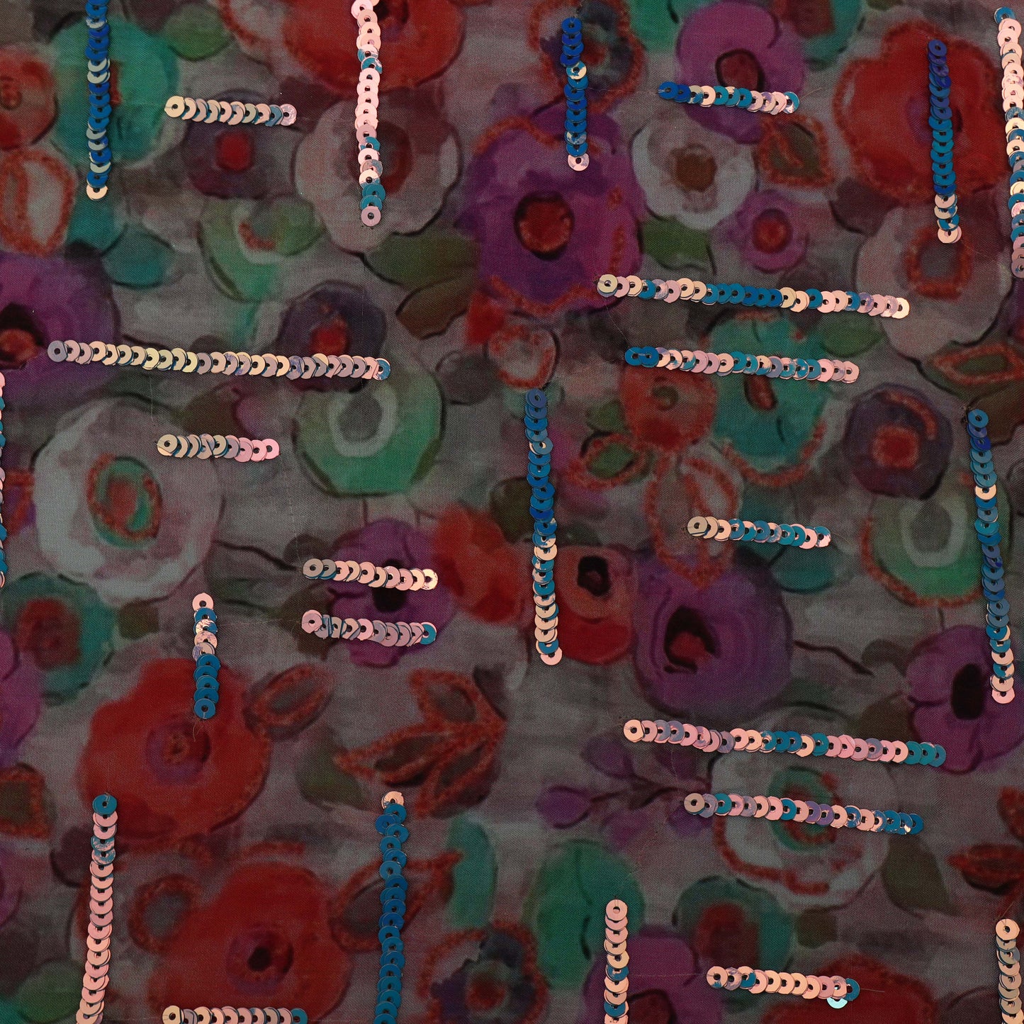 Multi-Colored Chinon Embroidery Fabric