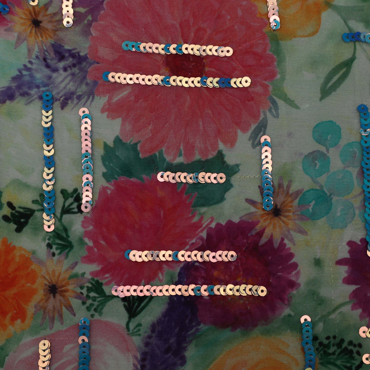 Multi-Colored Chinon Embroidery Fabric