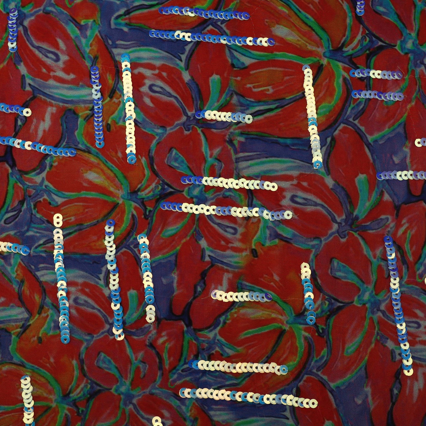 Multi-Colored Chinon Embroidery Fabric