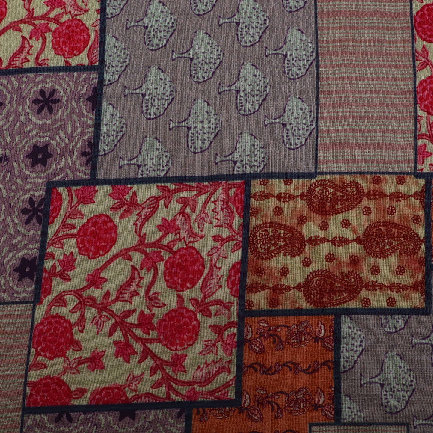 Multi Colored Mulmul Digital Print Fabric