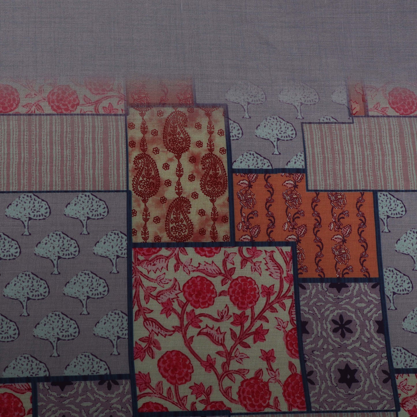 Multi Colored Mulmul Digital Print Fabric