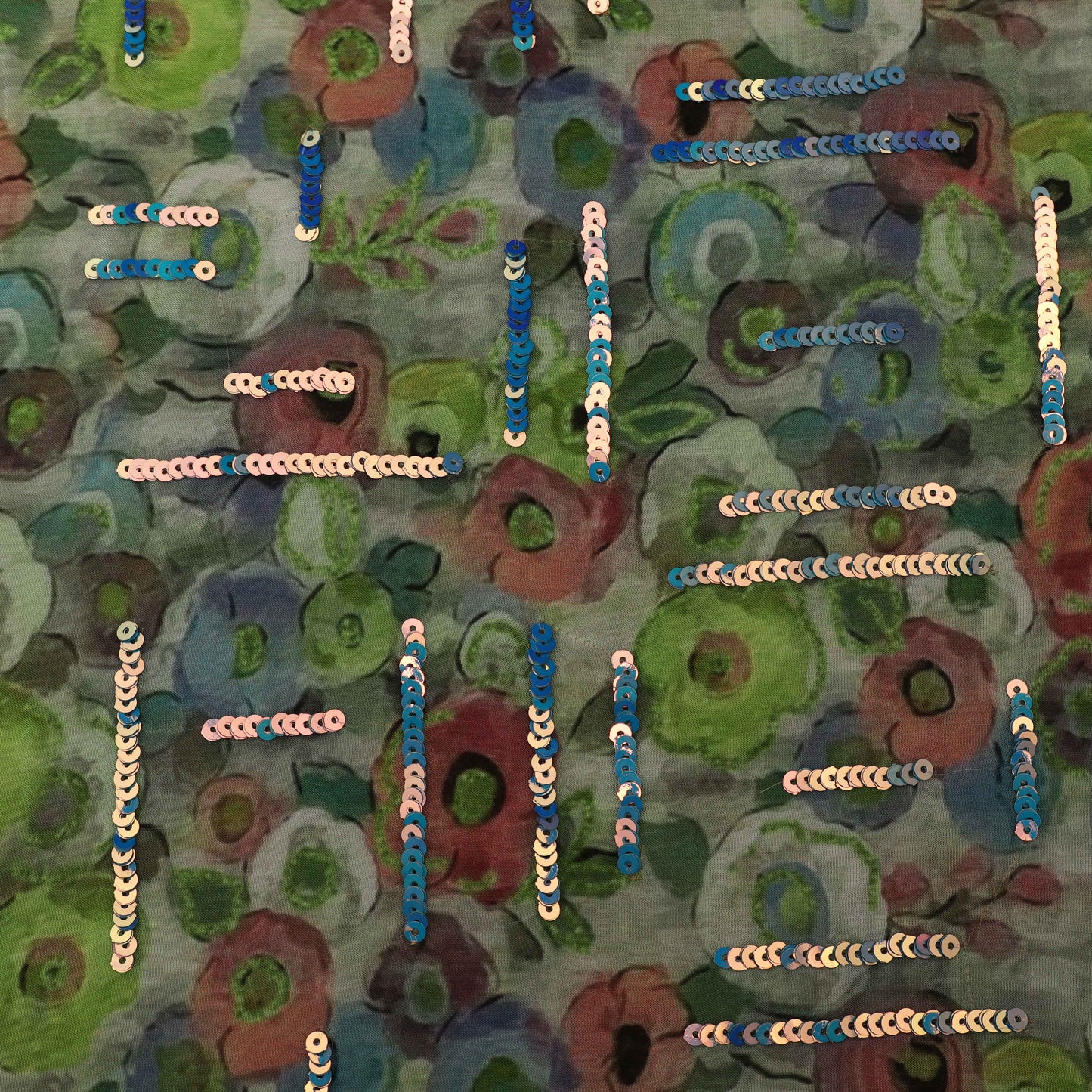 Multi-Colored Chinon Embroidery Fabric