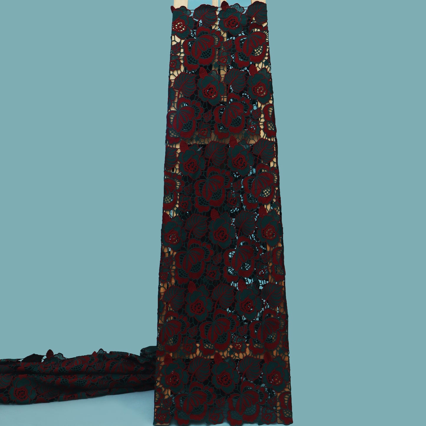 Green Color Crosia Cut Work Fabric