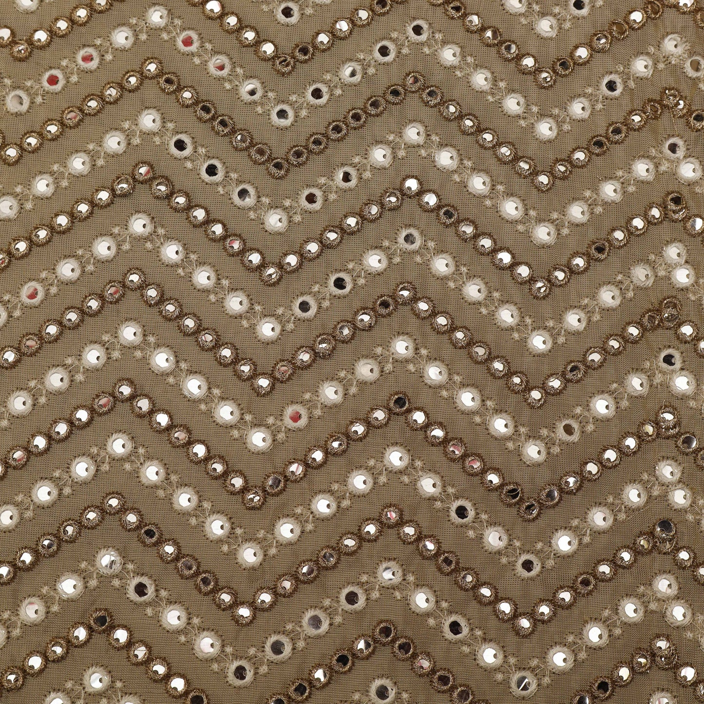 Beige Color Tissue Embroidery Fabric