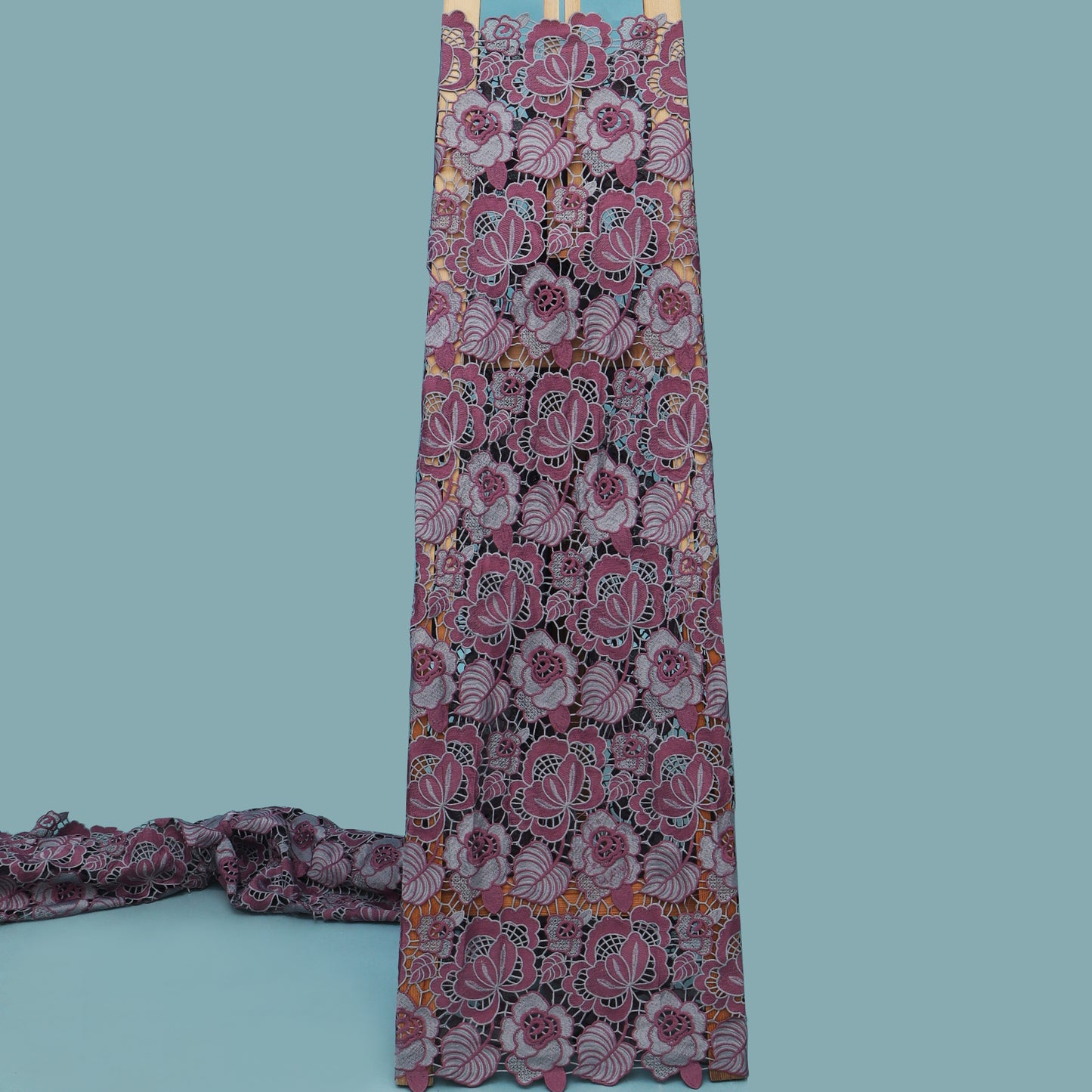 Gray Color Crosia Cut Work Fabric