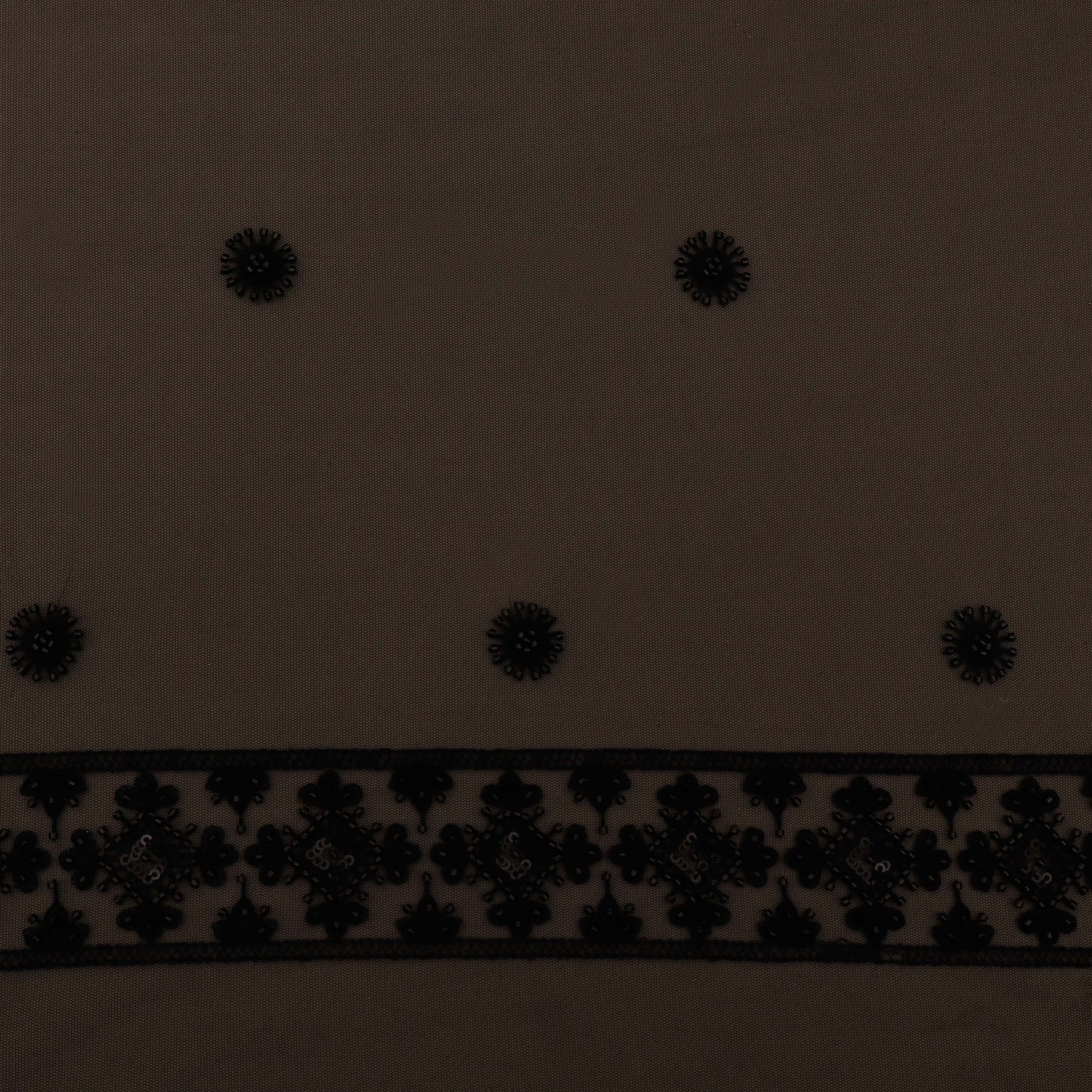 Black Color Net Embroidery Fabric