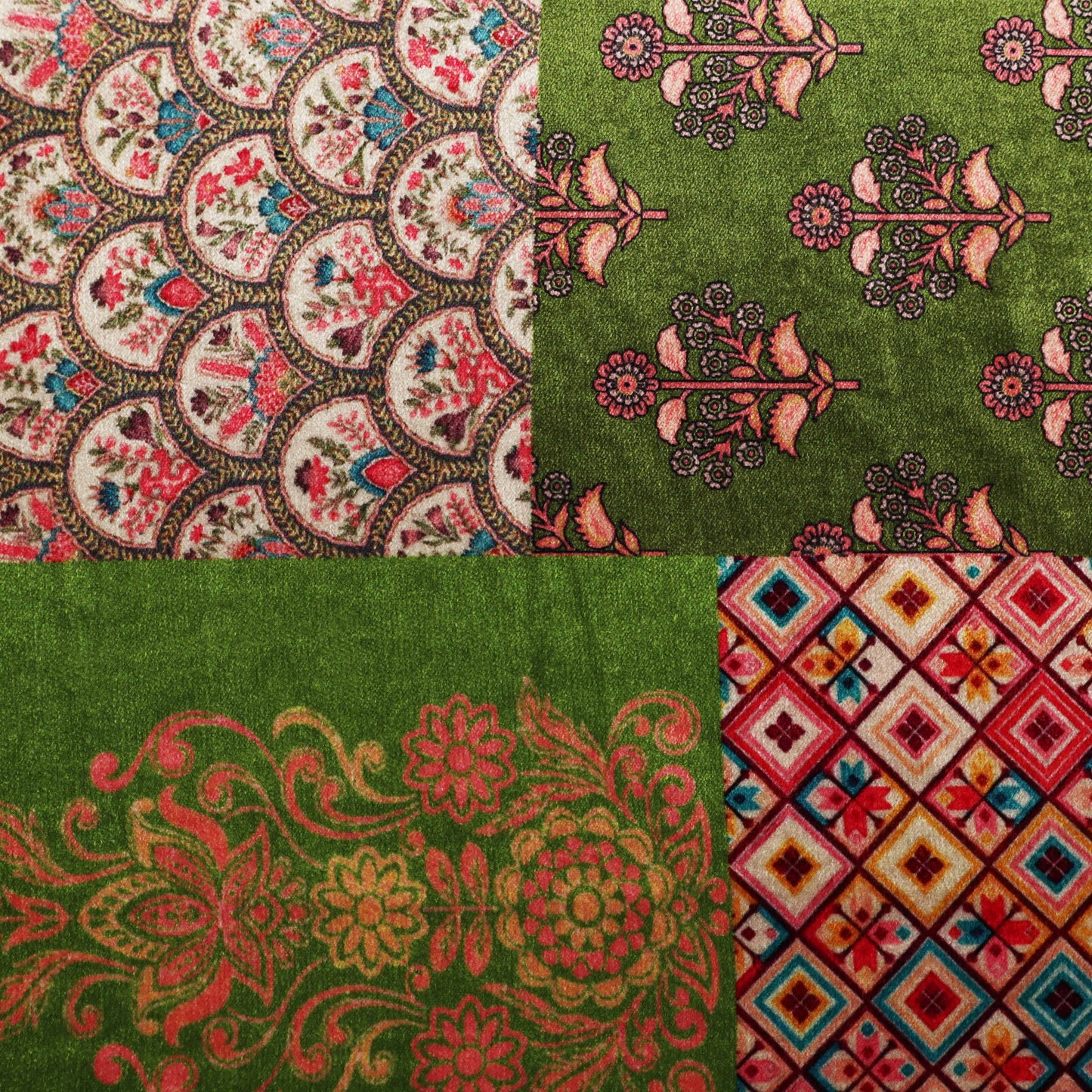 Multicolor Velvet Print Fabric