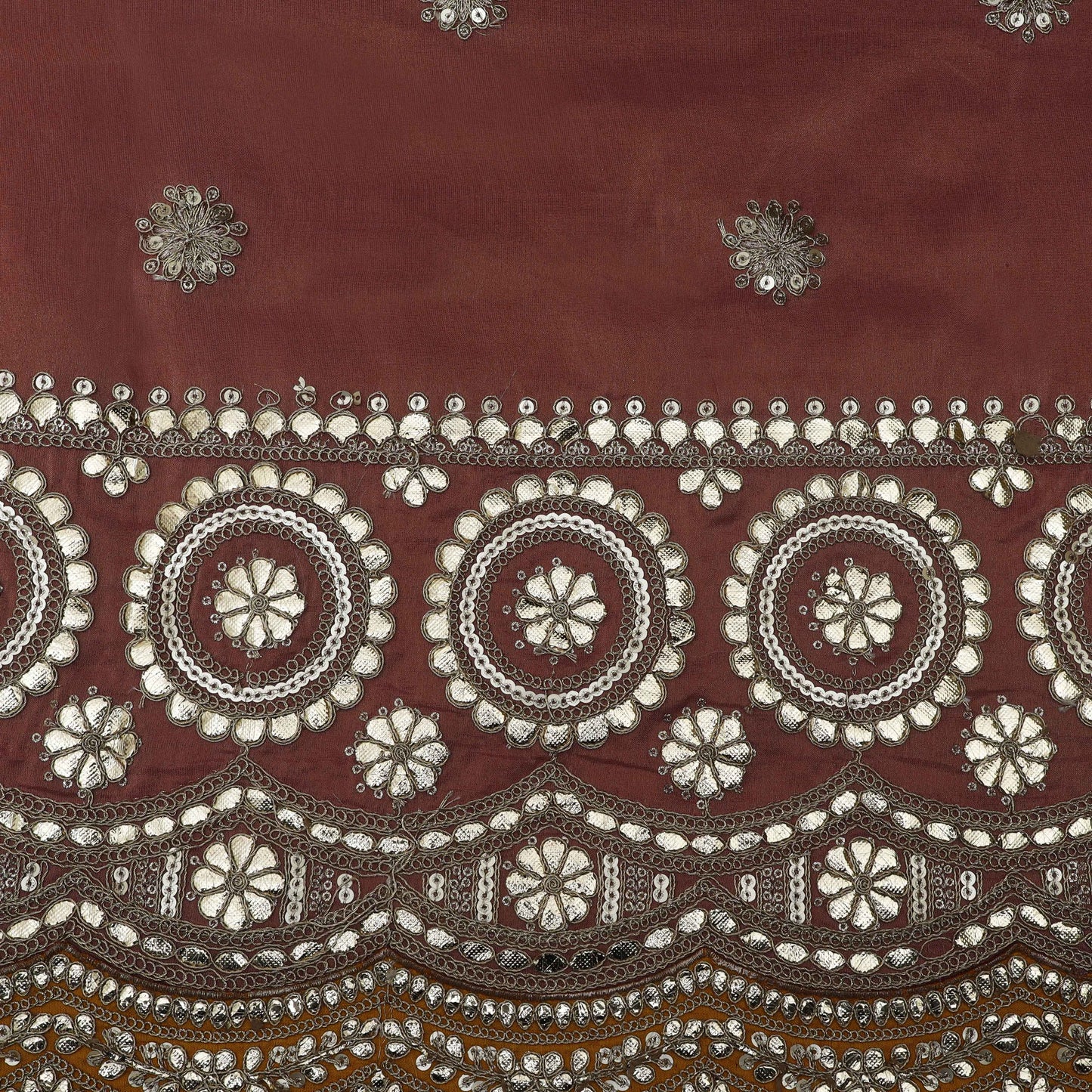 Gajri Color Tissue Embroidery Fabric