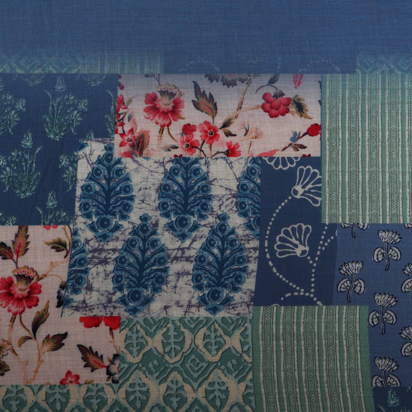 Multi Colored Mulmul Digital Print Fabric