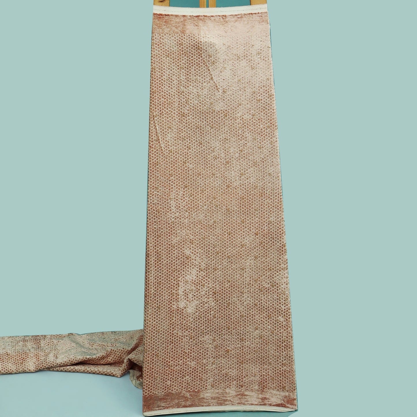 Brown Color Velvet Embroidery Fabric