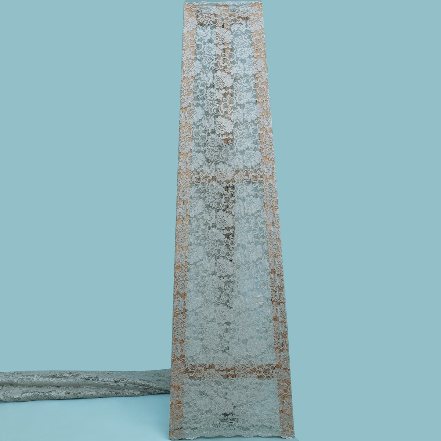 Grey Color Chantilly Net Fabric