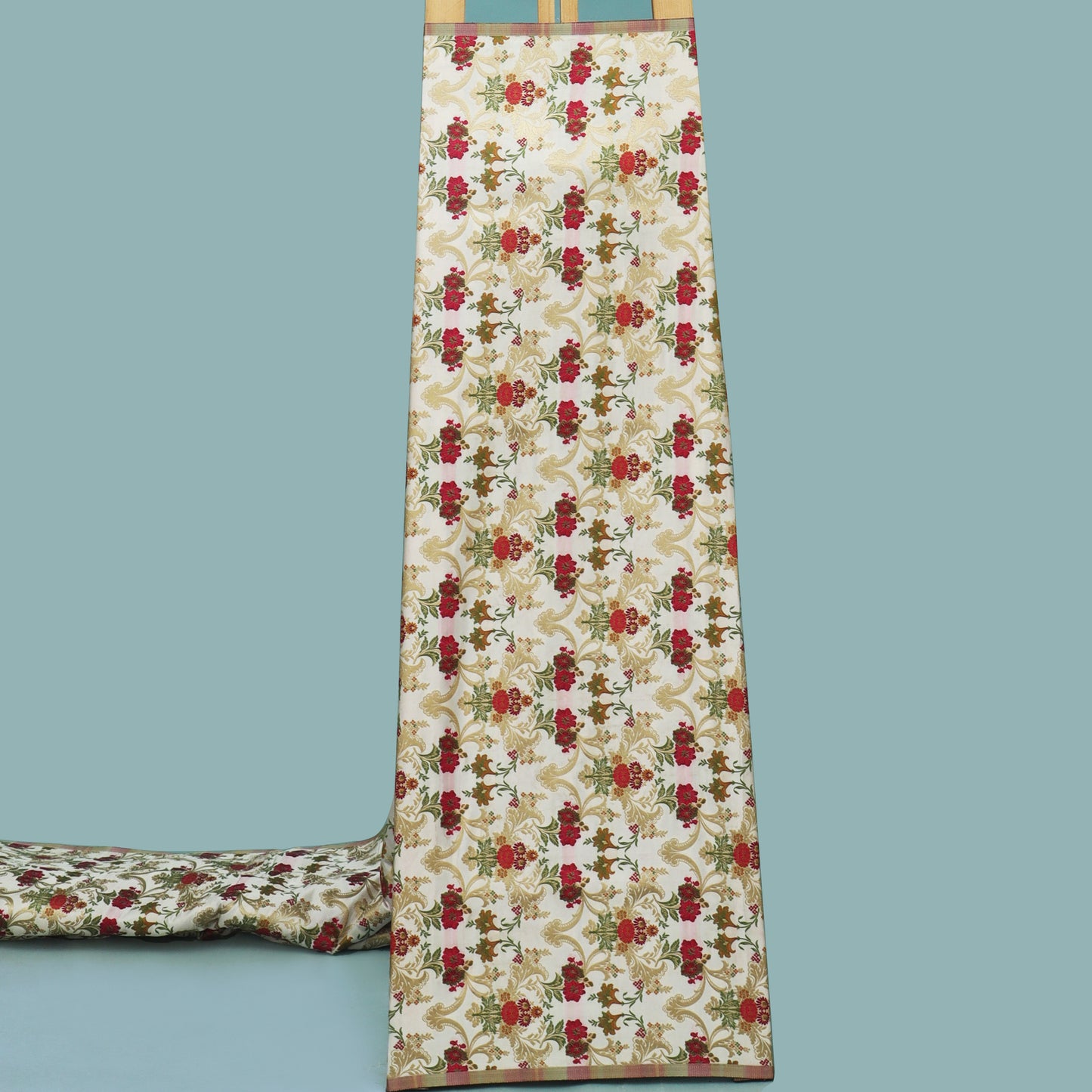 White Color Multi Kimkhab Fabric