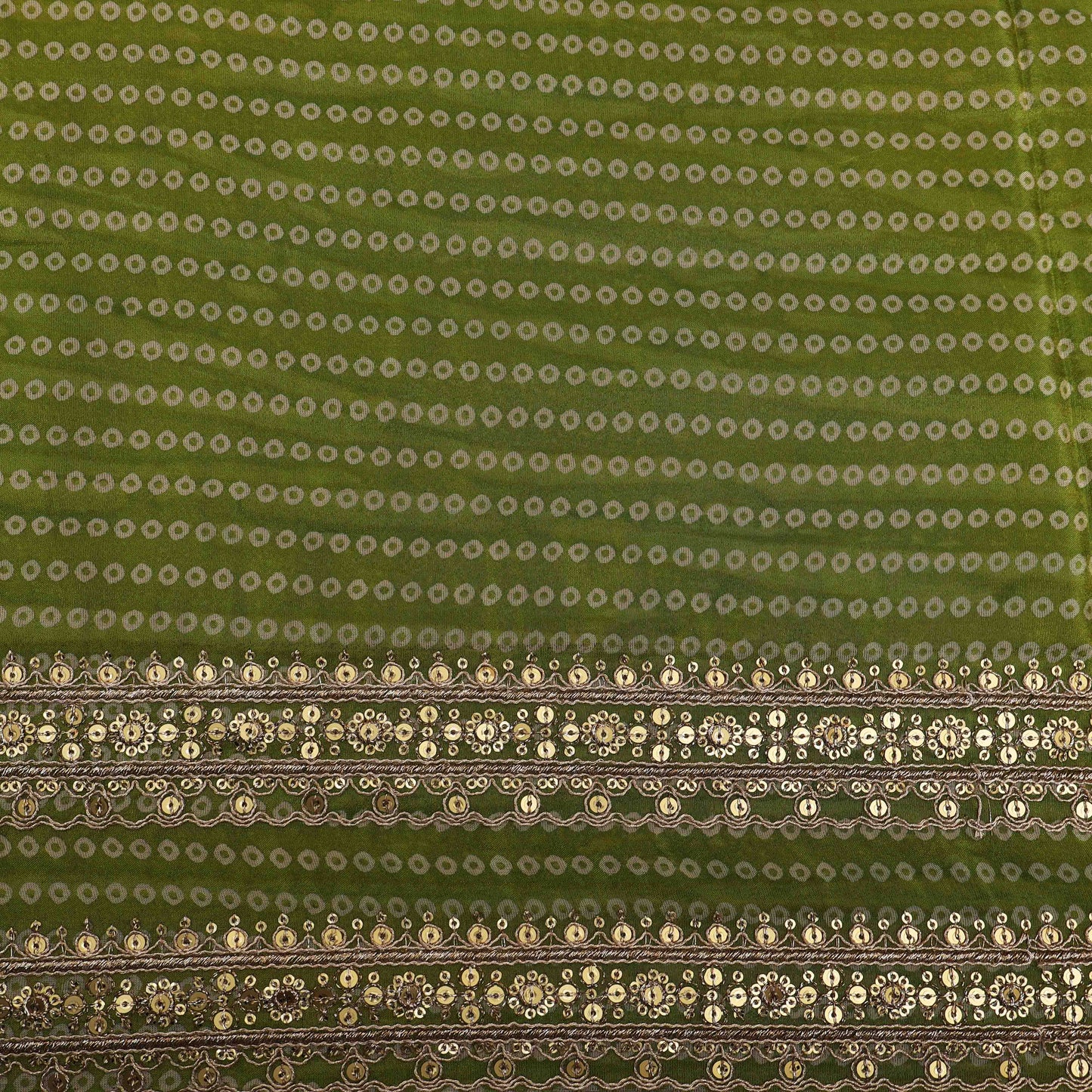 Green Color Tisuue Border Embroidery Fabric