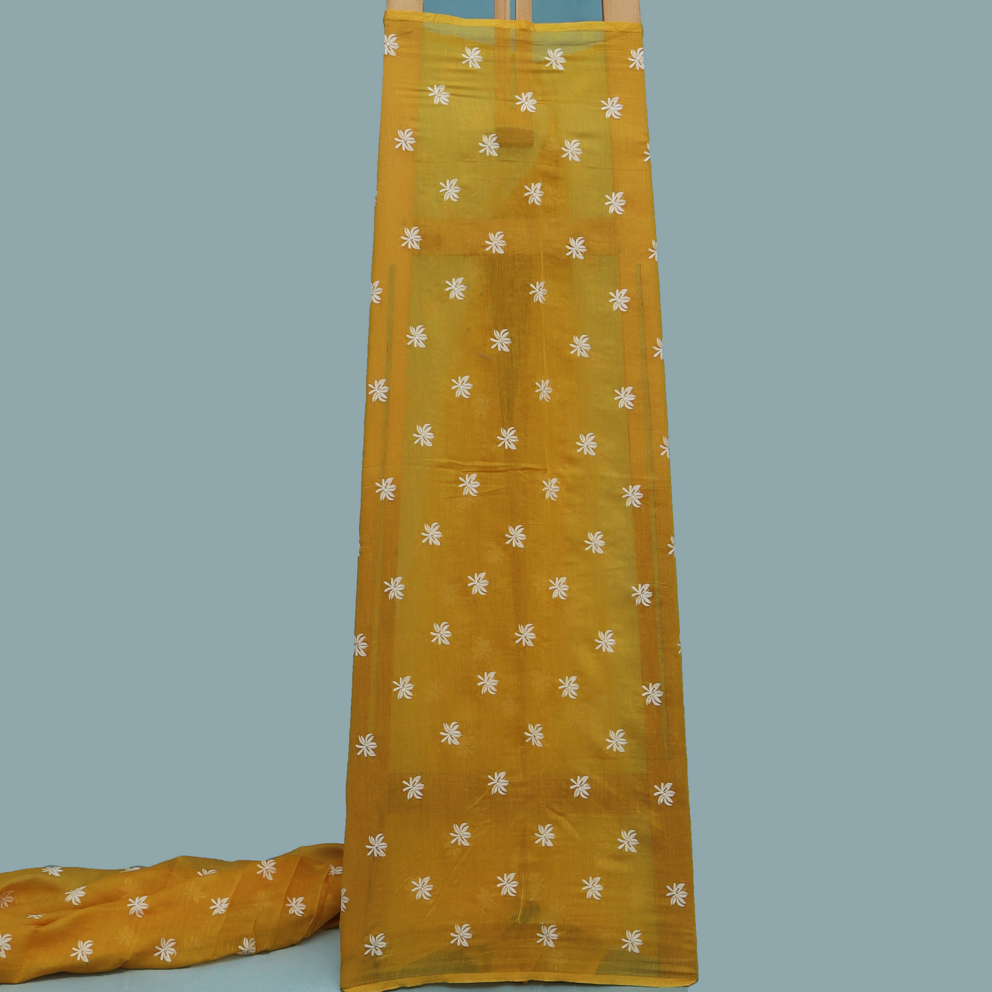 Yellow Color Chanderi Booti Fabric