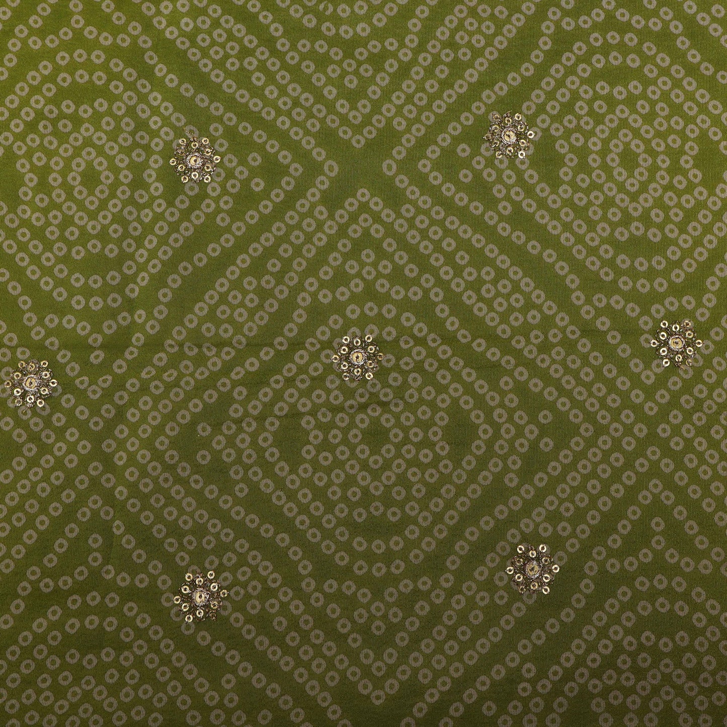 Mehndi Green Color Tissue Booti Fabric