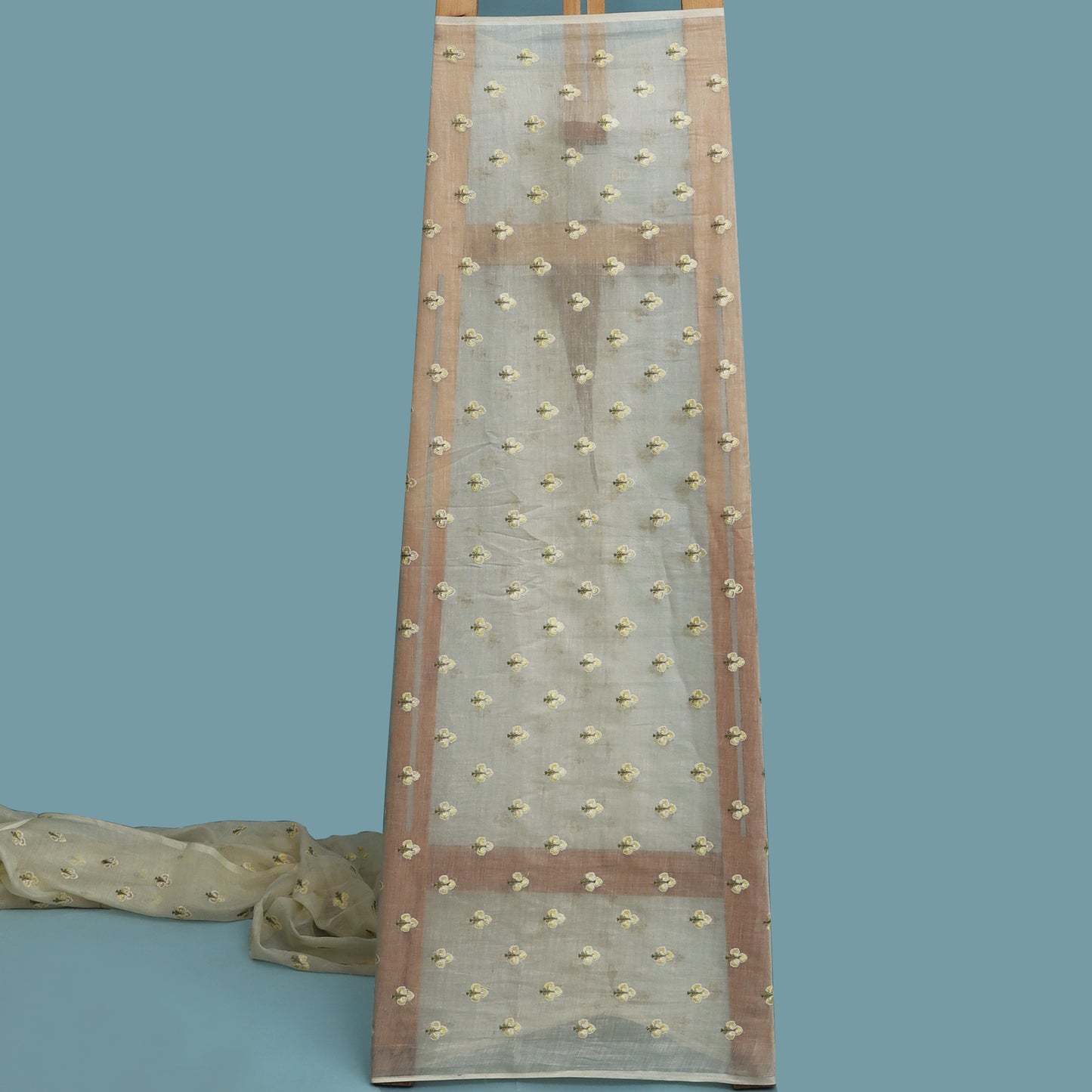 Beige Color Chanderi Booti Fabric