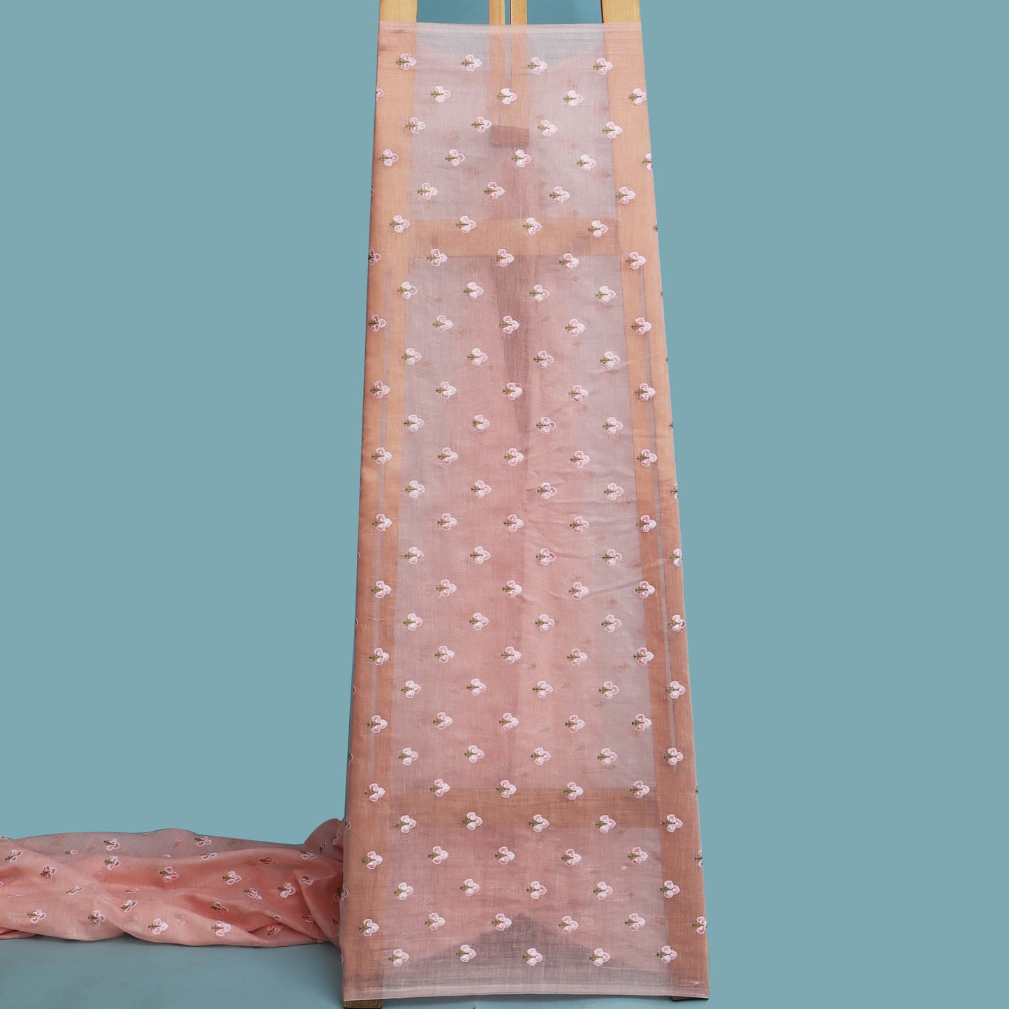 Flamingo Pink Color Chanderi Booti Fabric