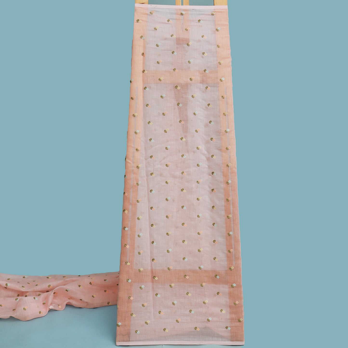 Baby Pink Color Chanderi Booti Fabric