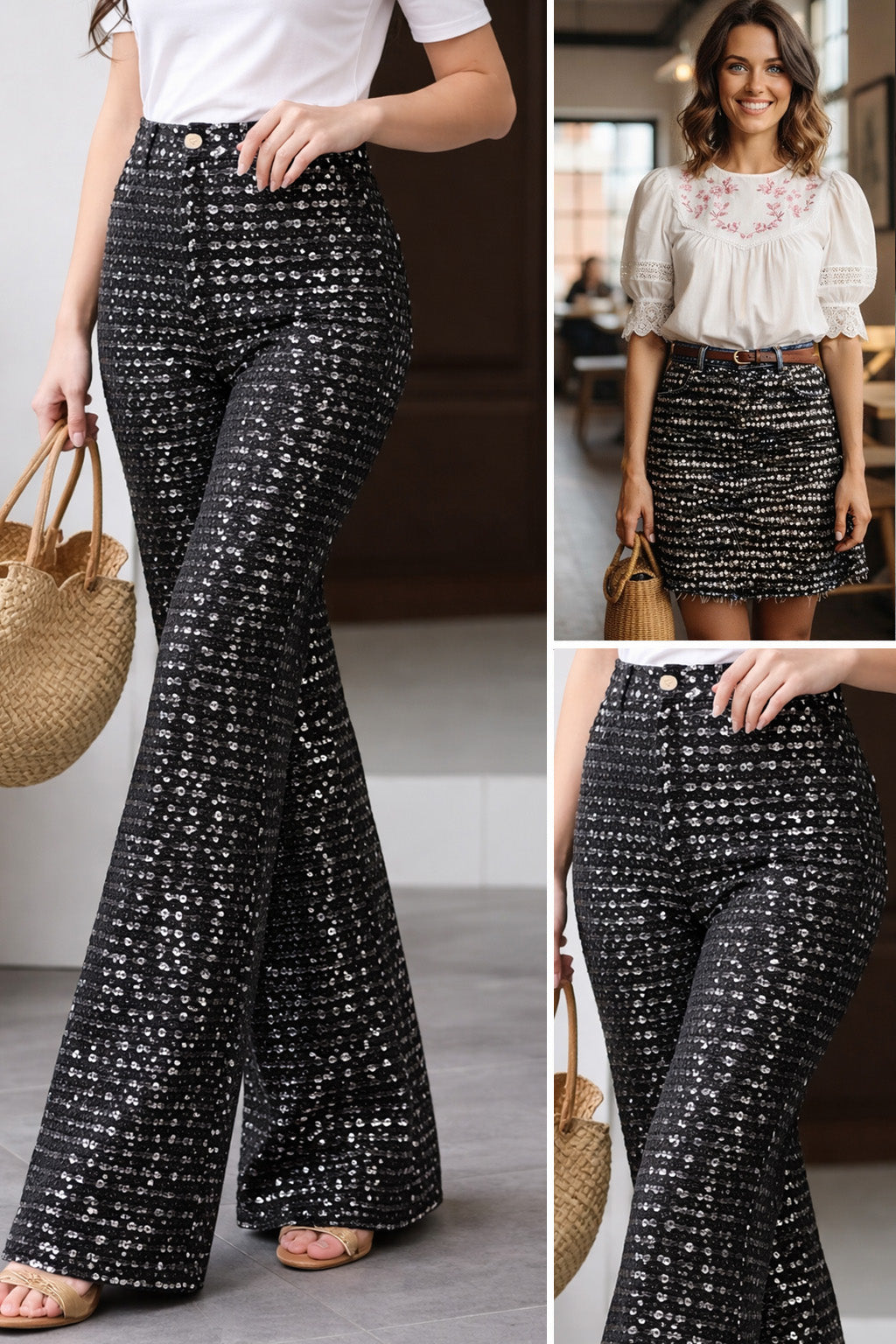 Denim Sequins Blue Color Fabric