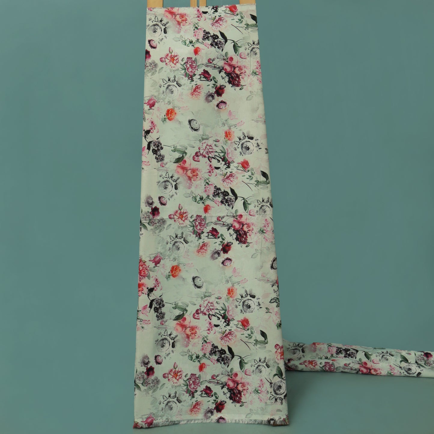 Pista Green Color Rayon Print Fabric