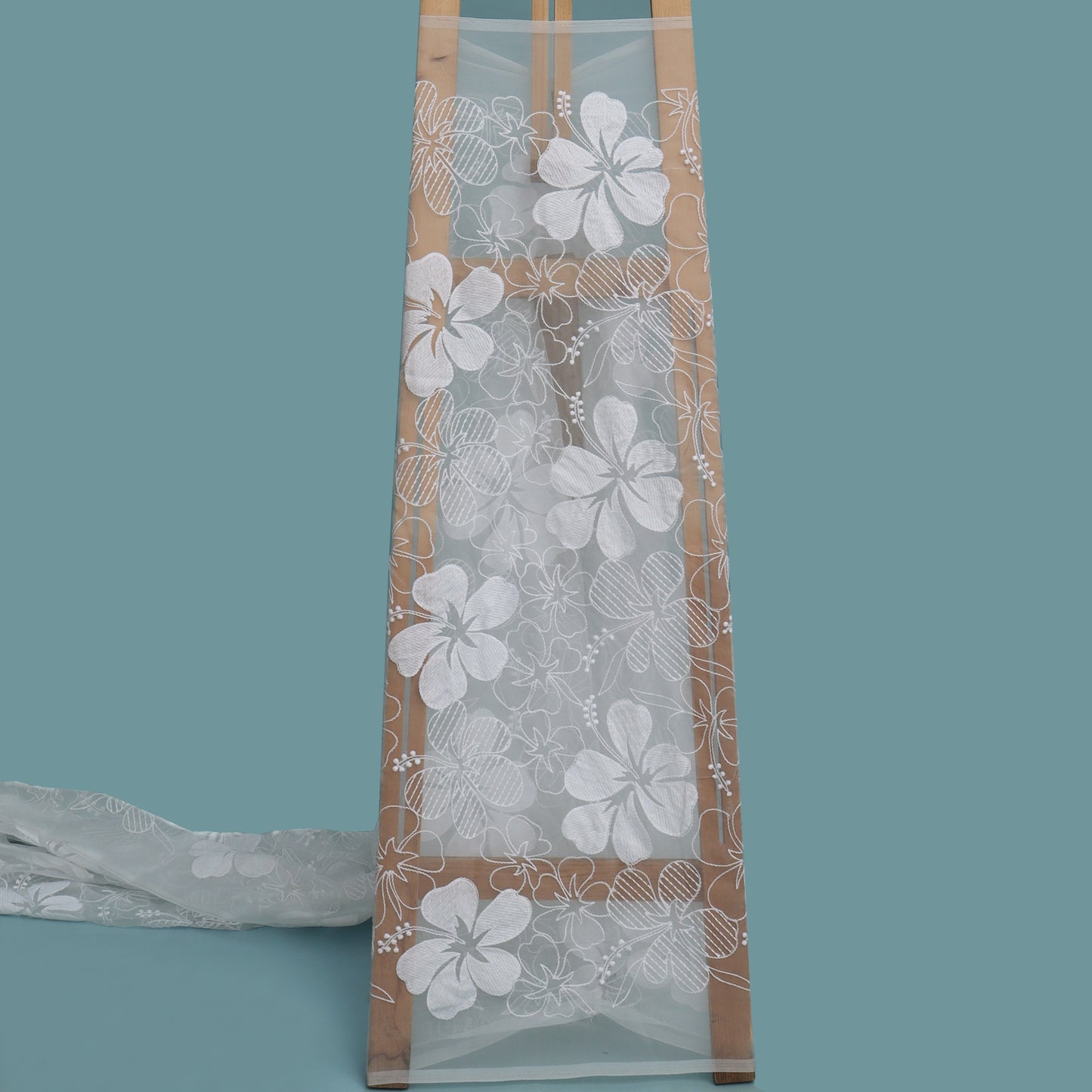 White Color Organza Embroidery Fabric