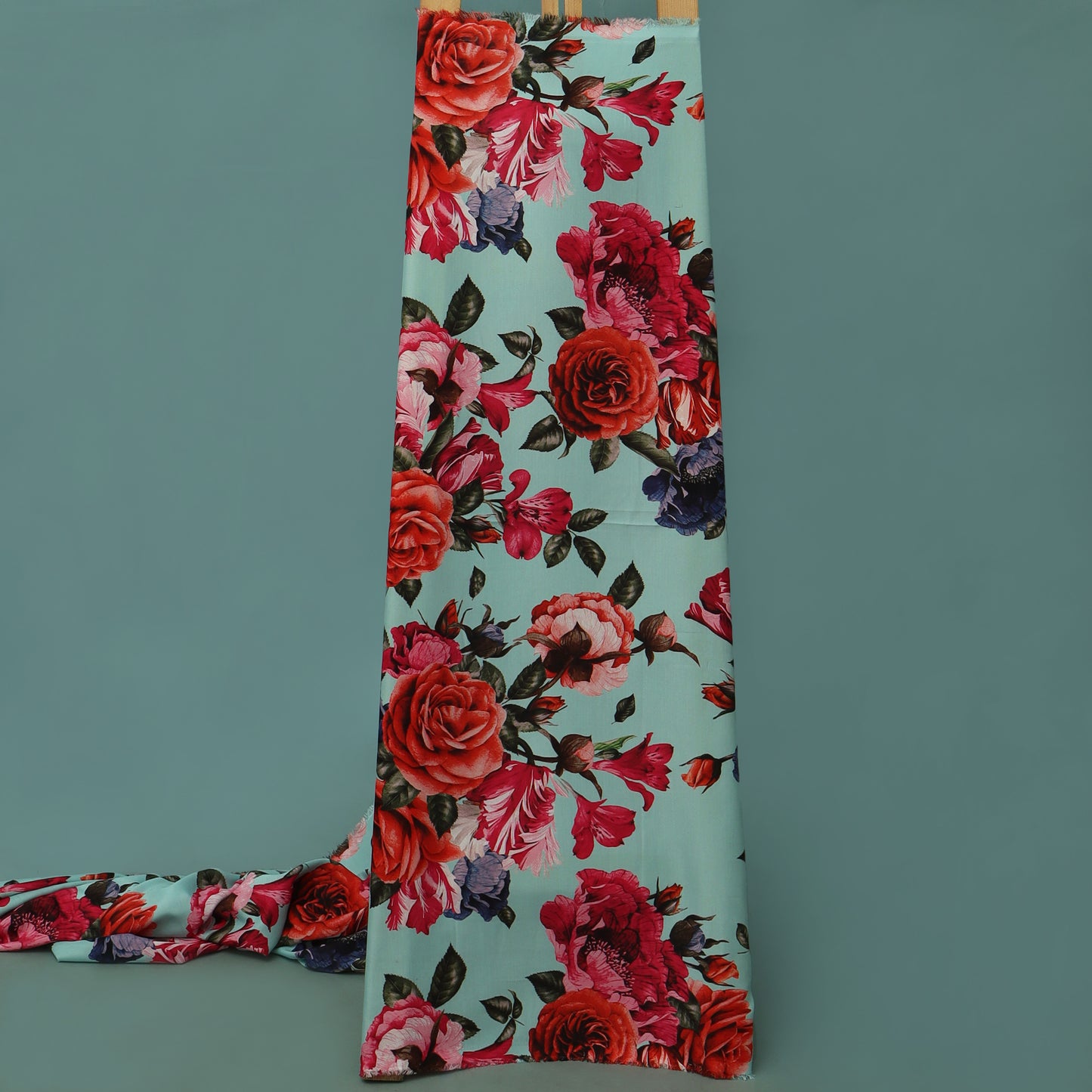 Green Color Rayon Print Fabric