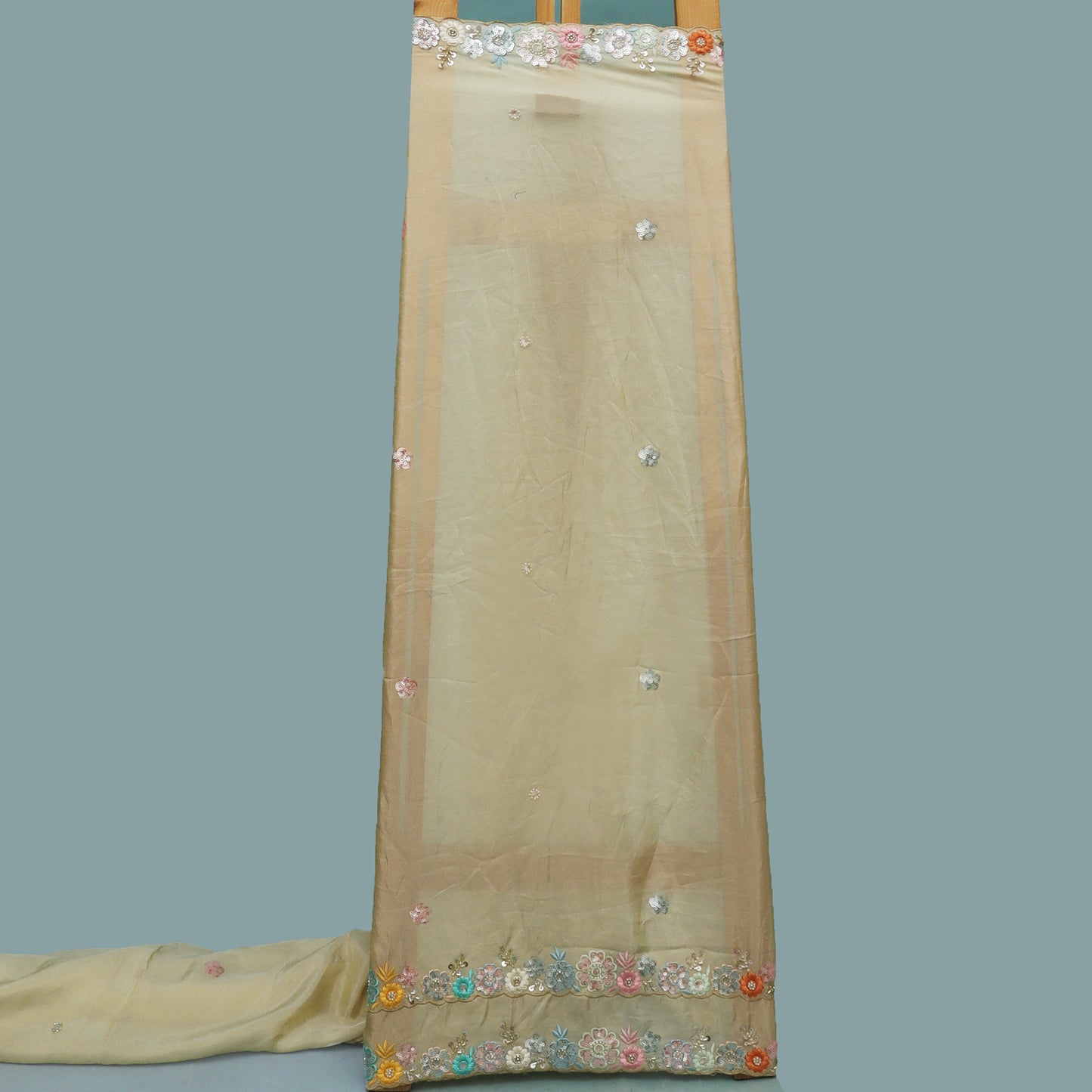 Beige Color Tissue Booti Fabric