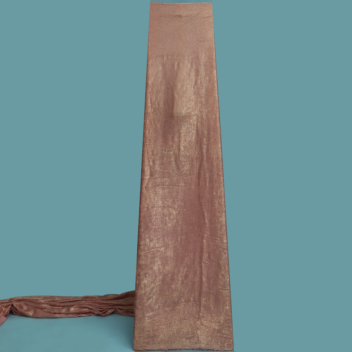 Rose Gold Color Georgette Foil Mukaish Fabric