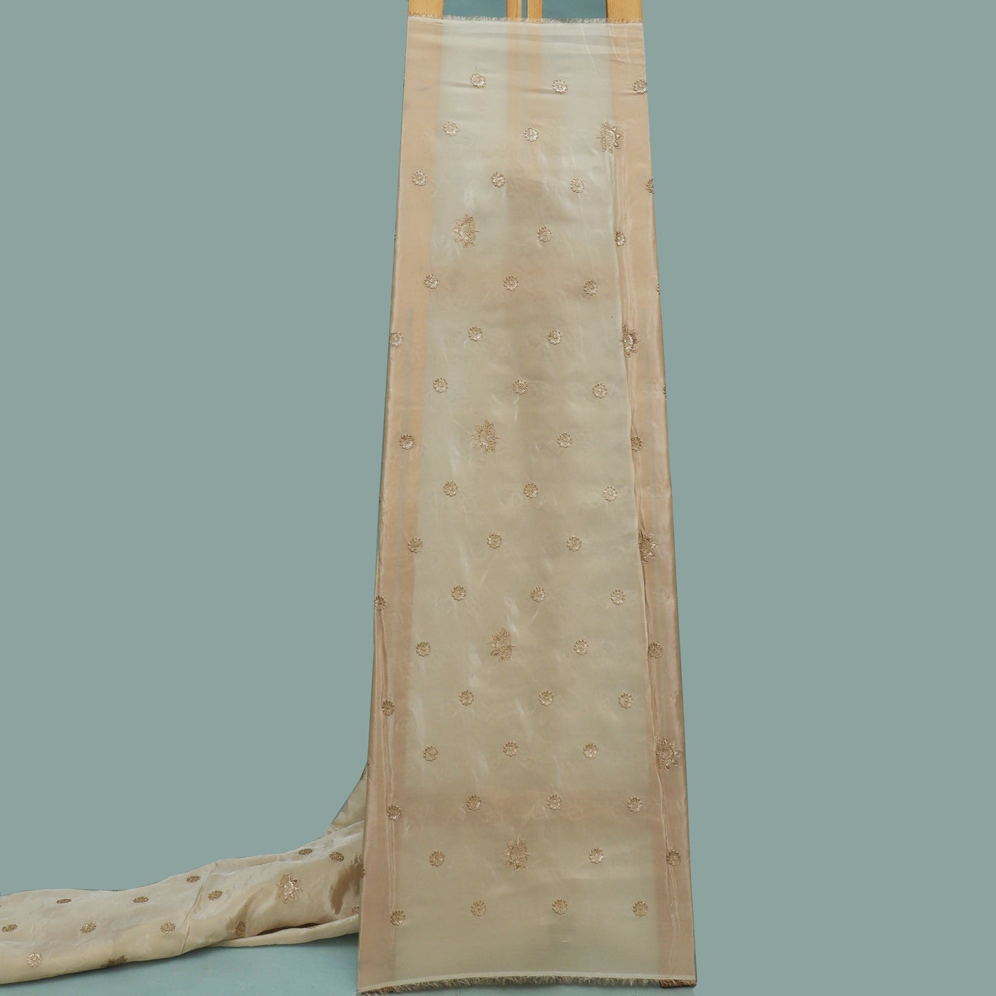 Beige Color Tissue Embroidery Fabric