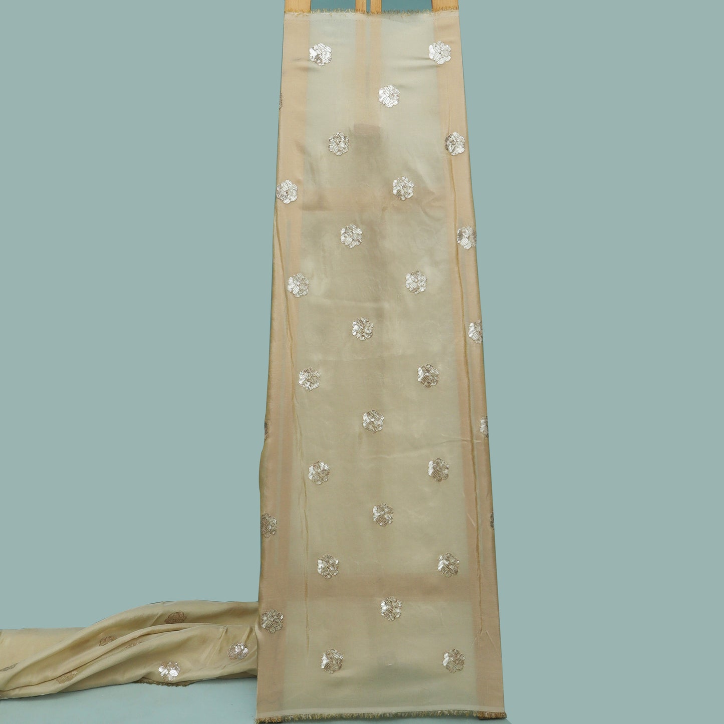 Beige Color Tissue Boota Fabric