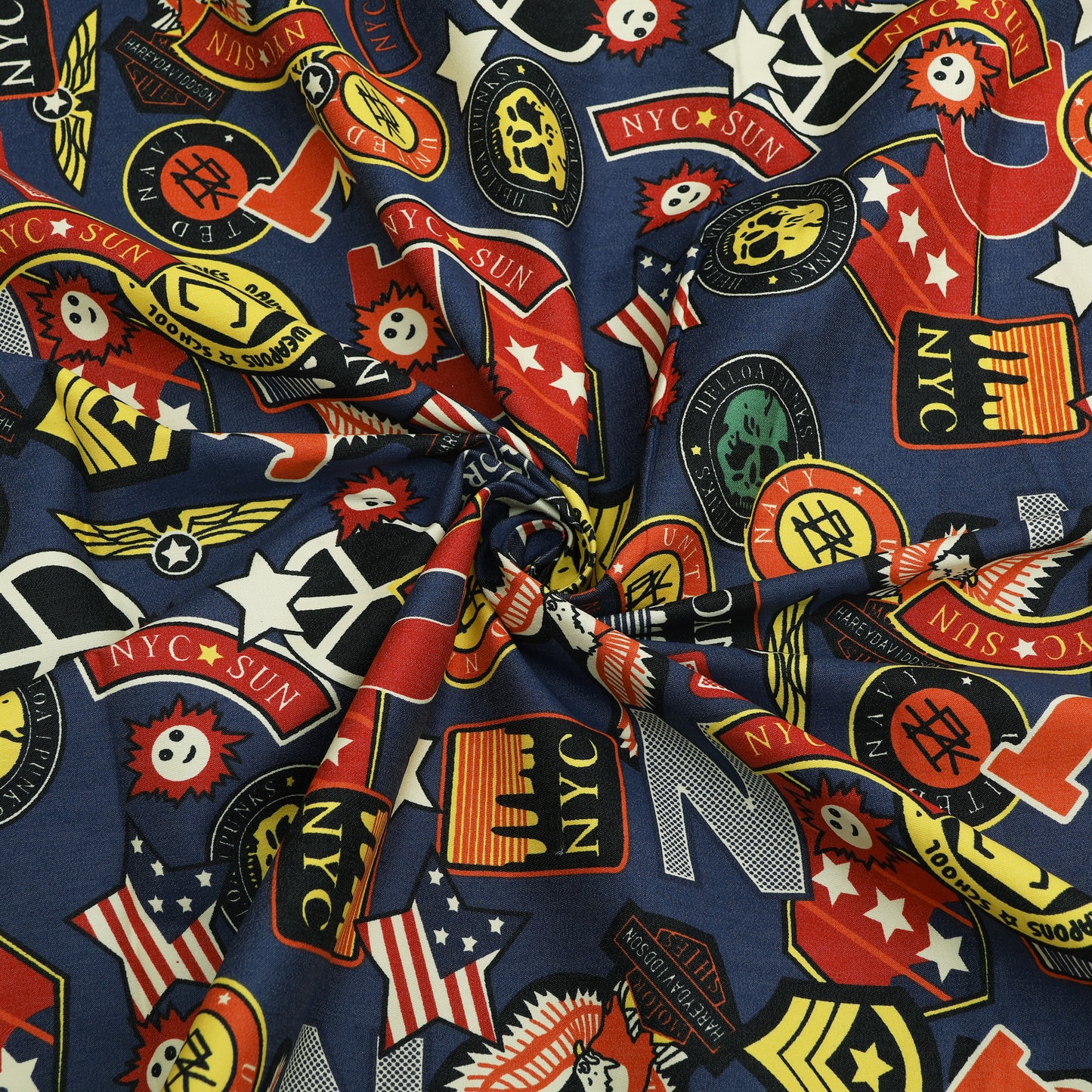 Denim Multicolour Print Fabric