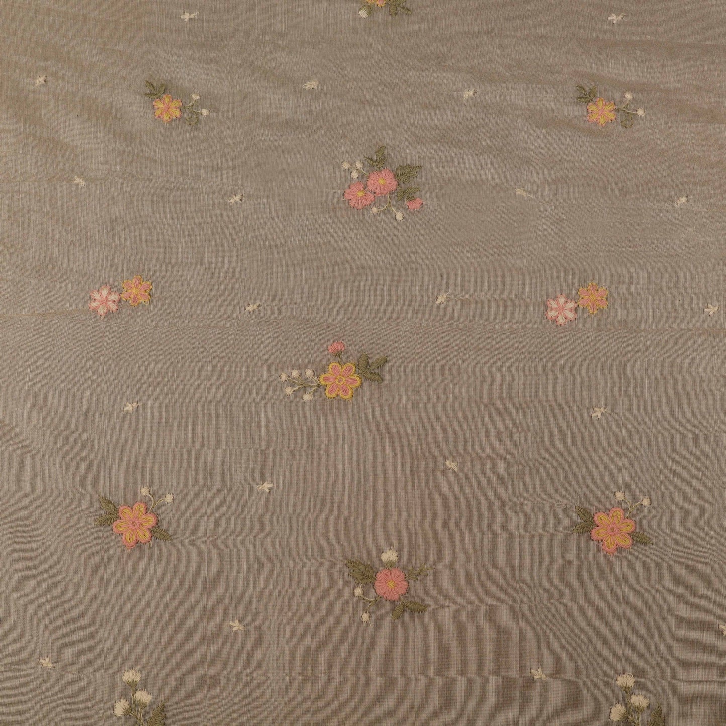 Cream Color Chanderi Booti Fabric