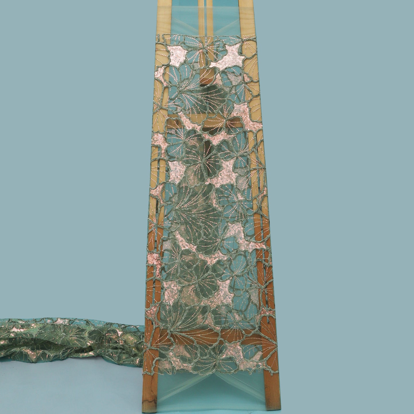 Pista Green Color Net Embroidery Fabric