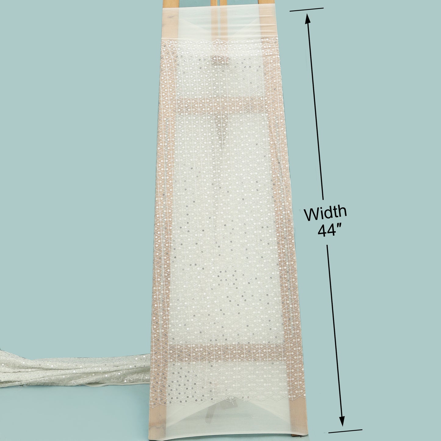 White Color Sequins Georgette Embroidery Fabric