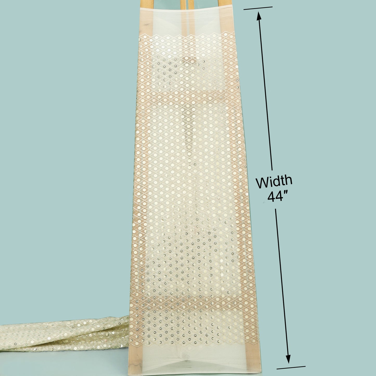 White Color Sequins Georgette Embroidery Fabric