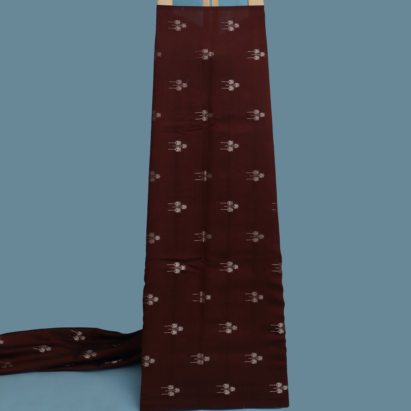 Brown Color Munga Brocade Fabric