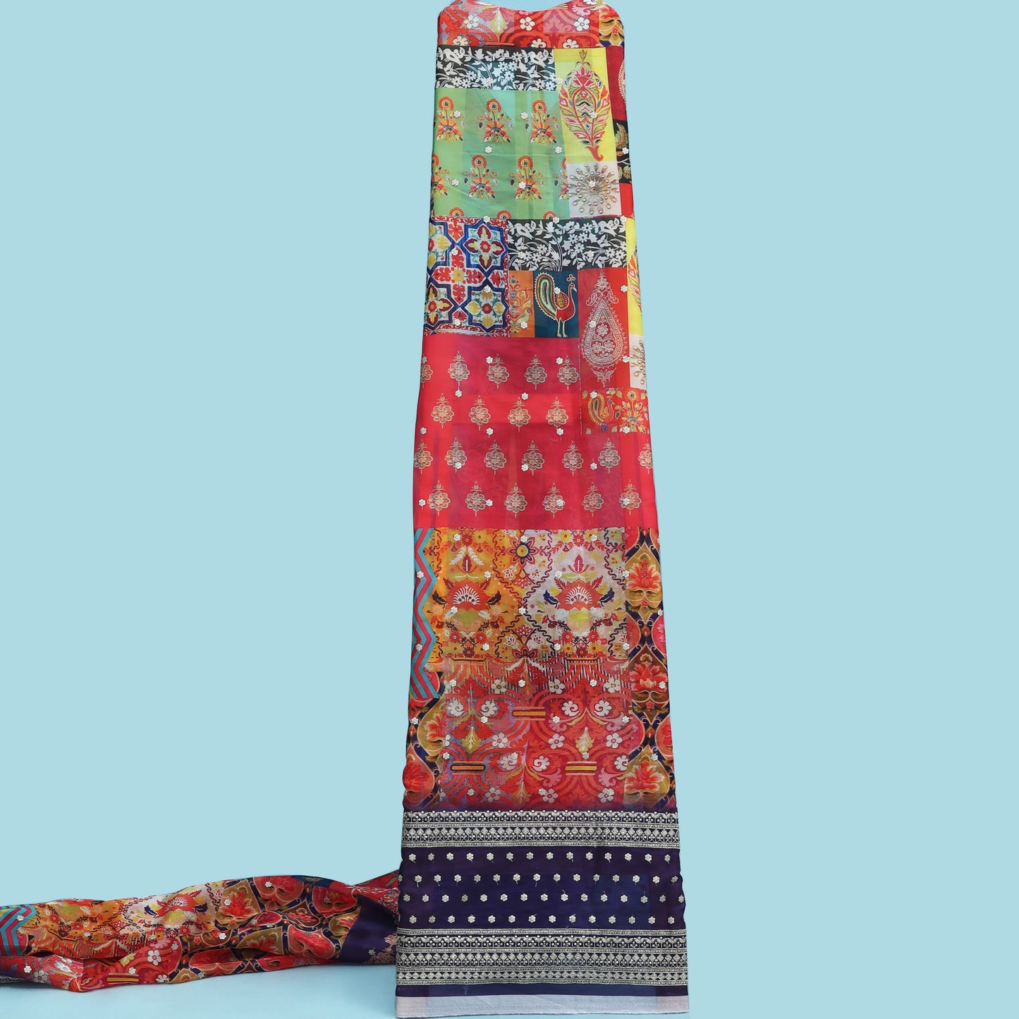 Multicolor Organza Print Embroidery Fabric