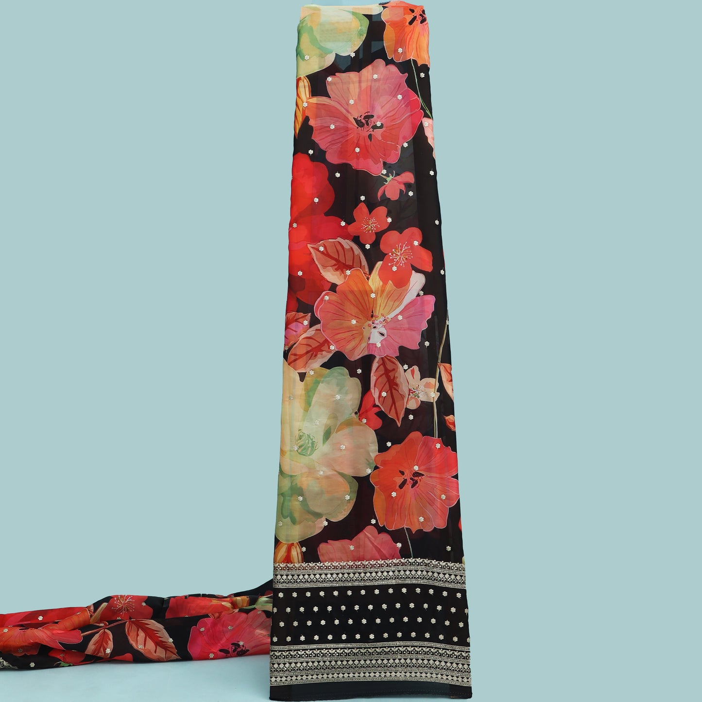 Multicolor Organza Print Embroidery Fabric