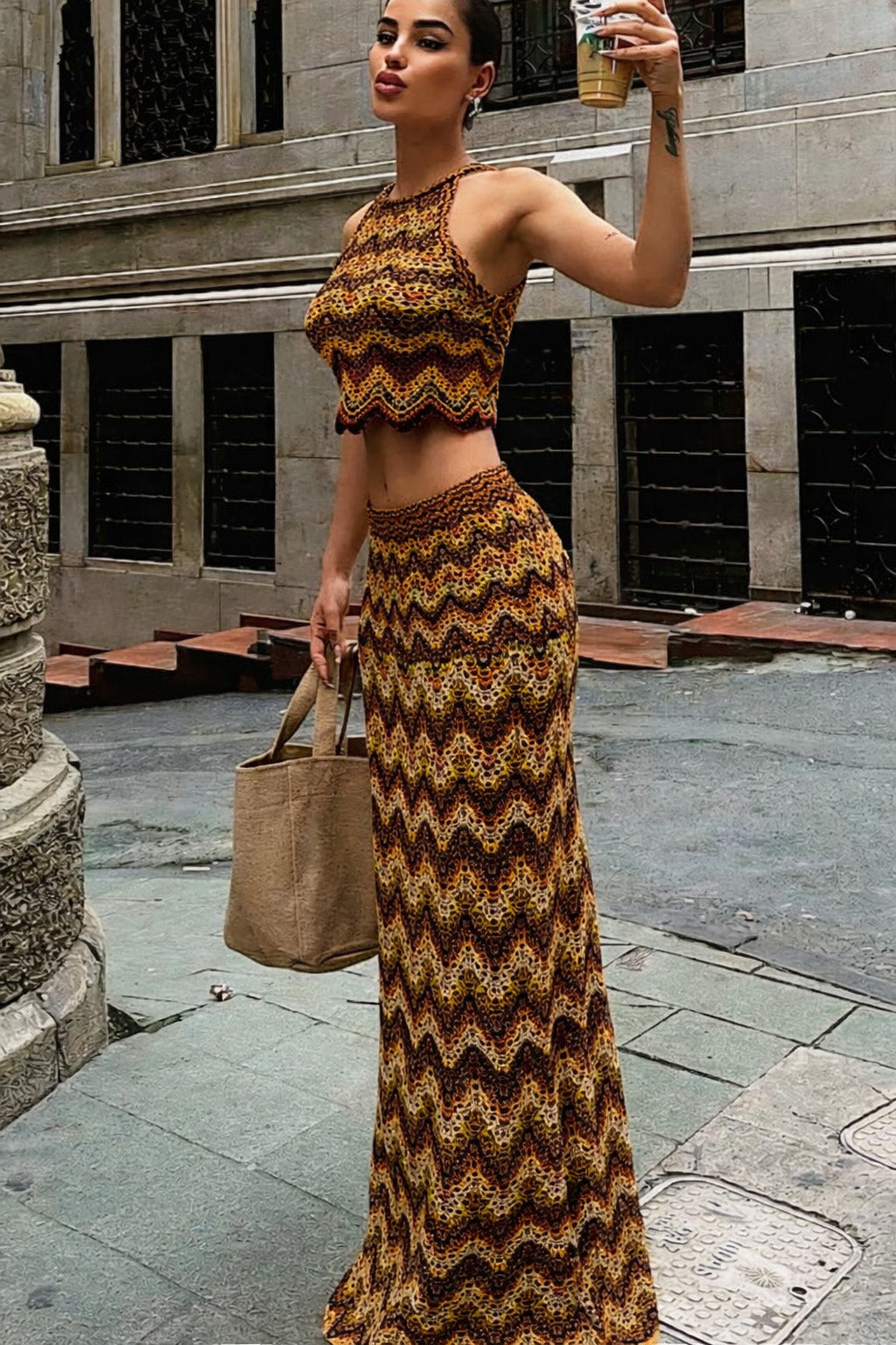 Multicolor Zig Zag Design Crosia Fabric