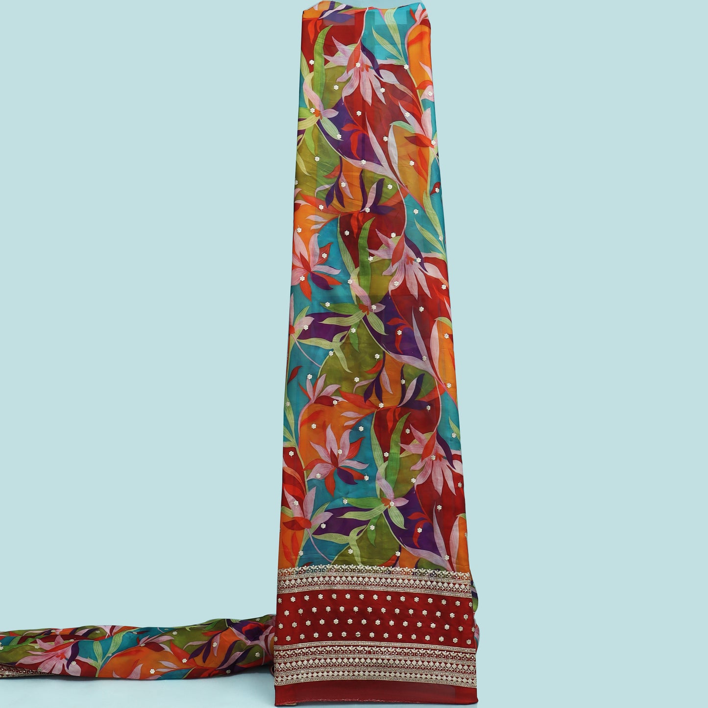 Multicolor Organza Print Embroidery Fabric