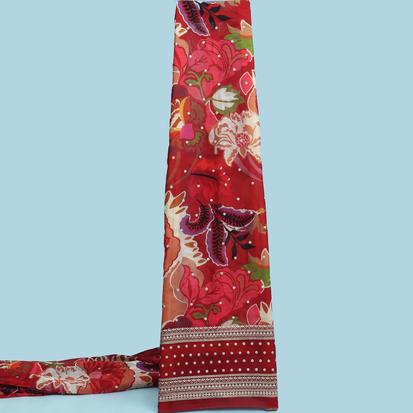 Multicolor Organza Print Embroidery Fabric