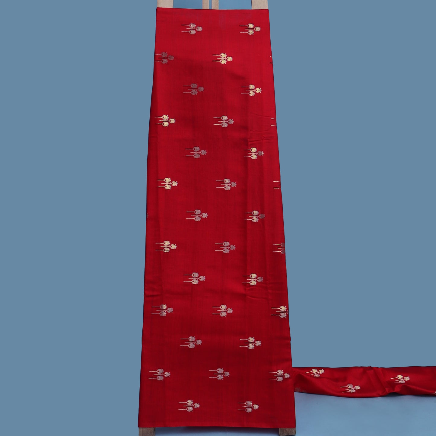 Red Color Munga Brocade Fabric