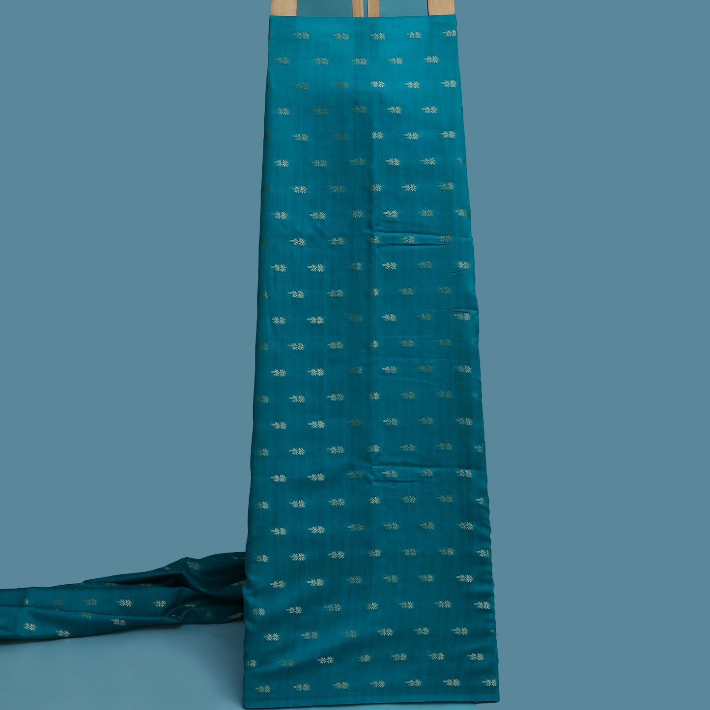 Teal Blue Color Munga Brocade Fabric