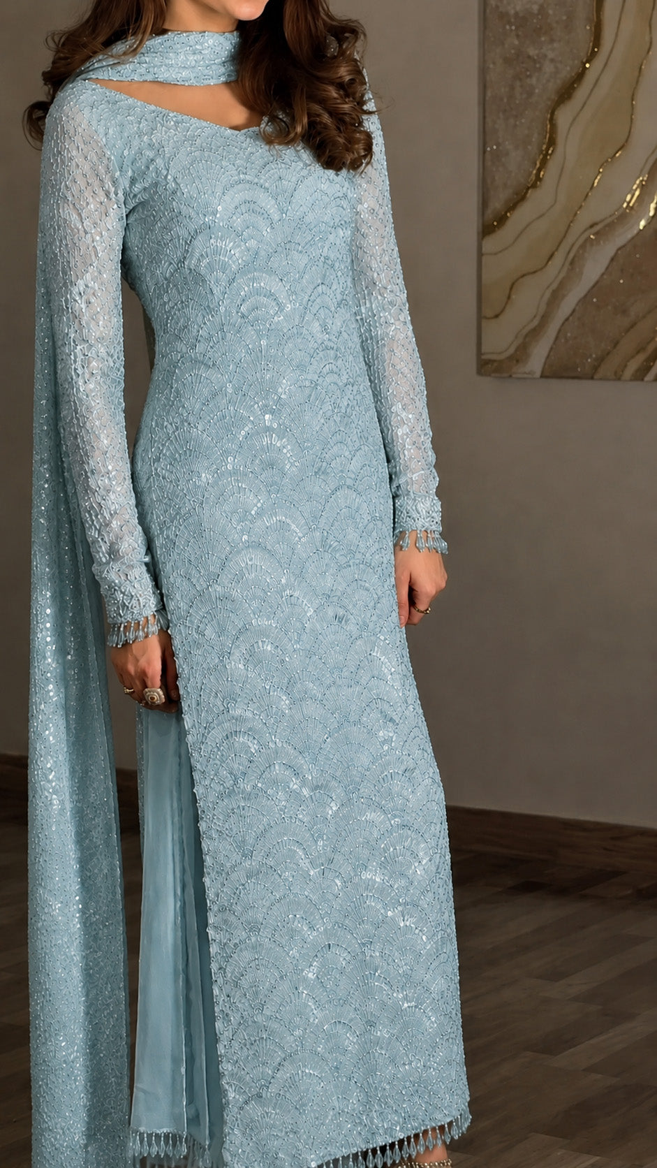 Georgette Sequins Embroidery Fabric