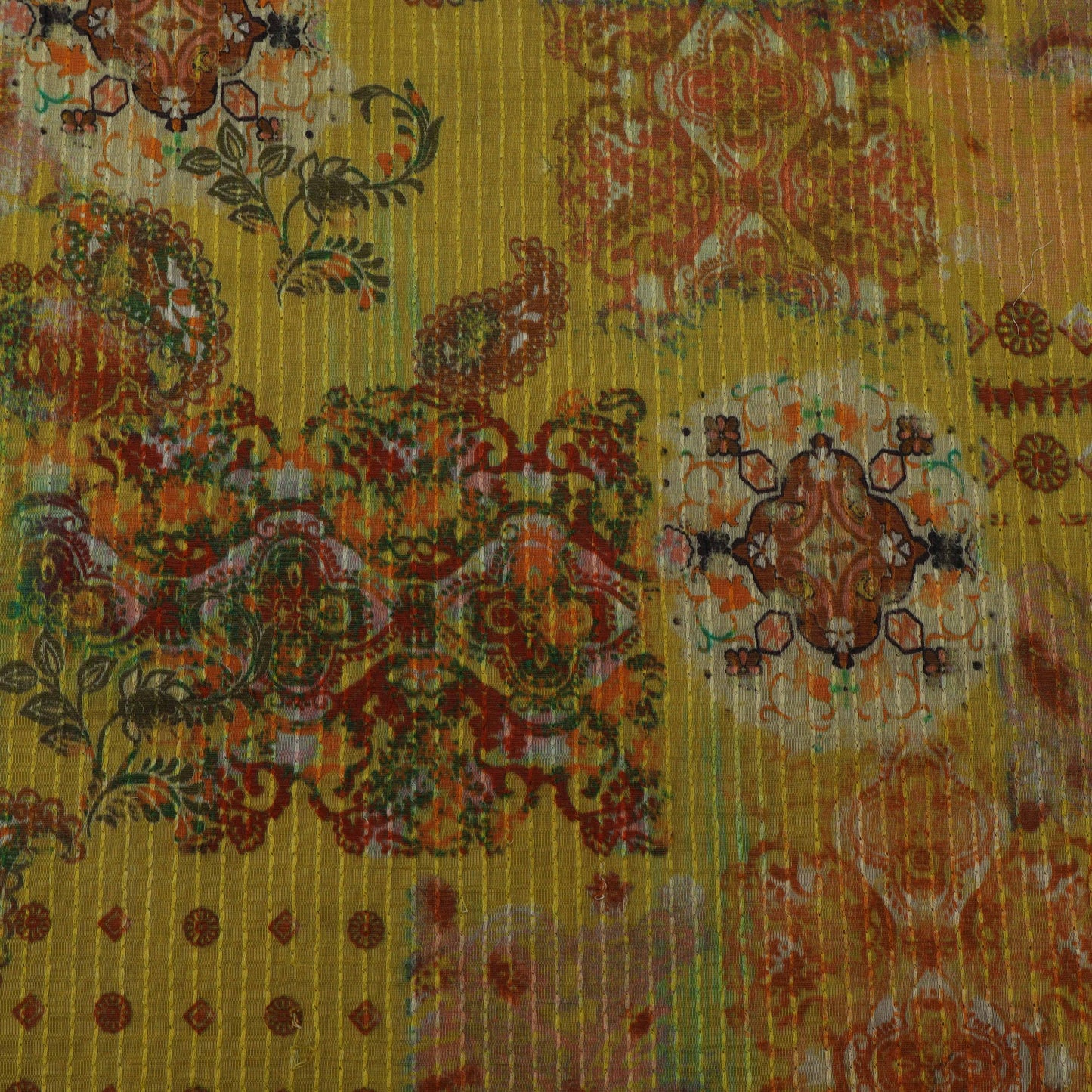 Colored Floral Chanderi Print Fabric