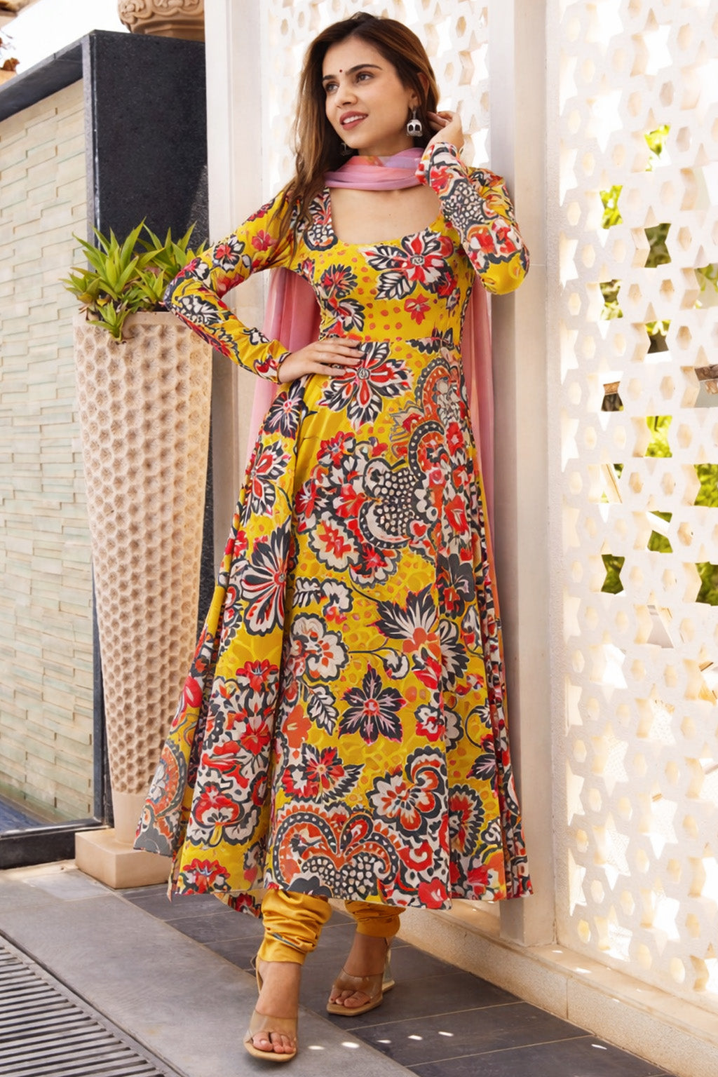 Multitone Satin Floral Print Fabric