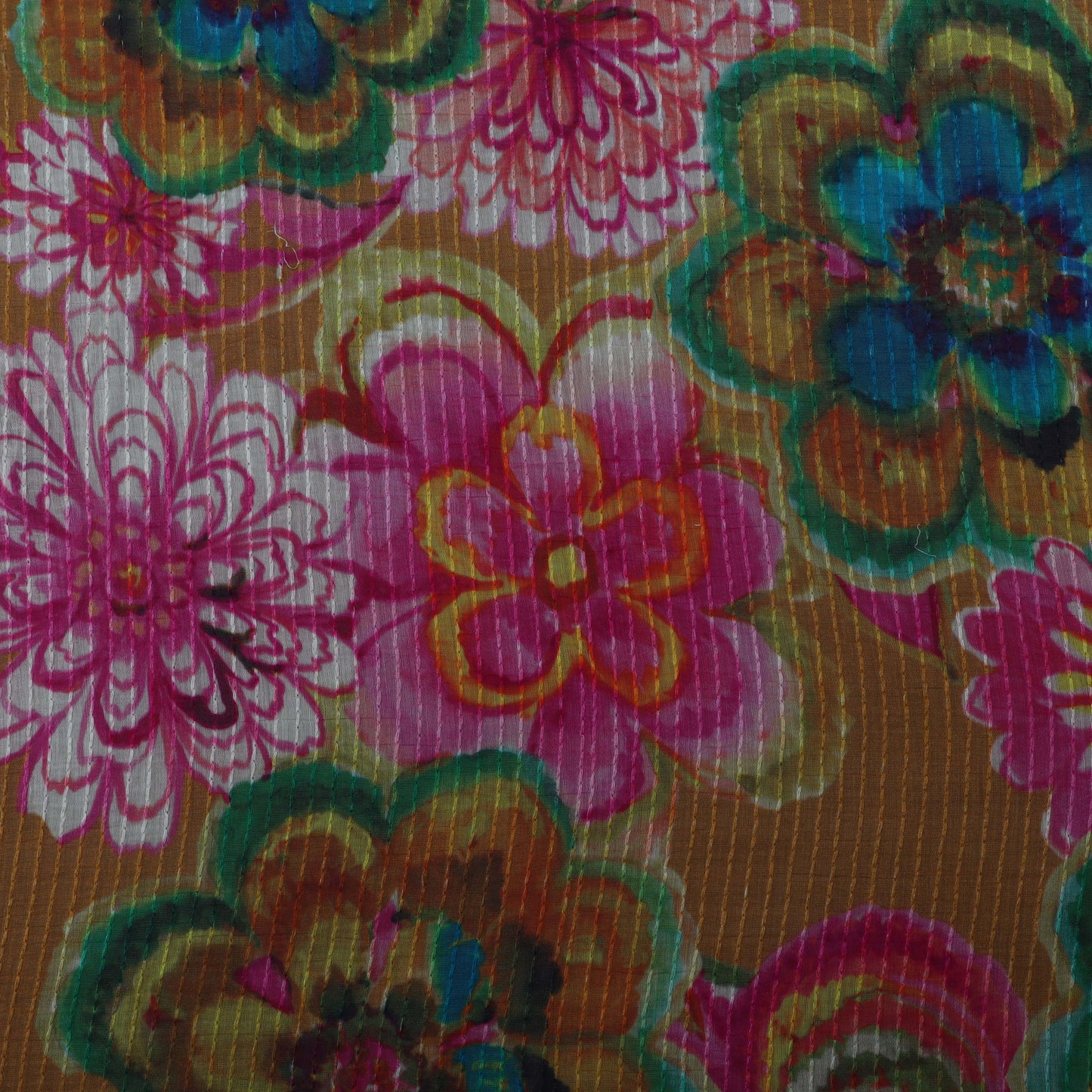 Colored Floral Chanderi Print Fabric