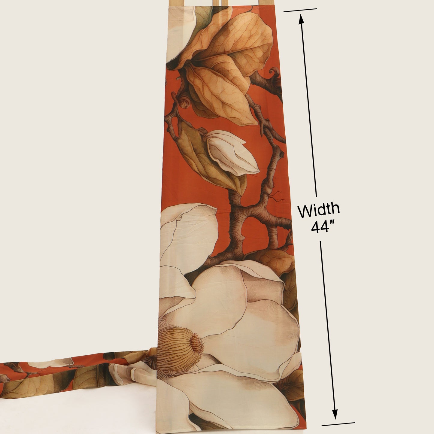 Pink & Rusty Color Satin Fabric With Floral Design