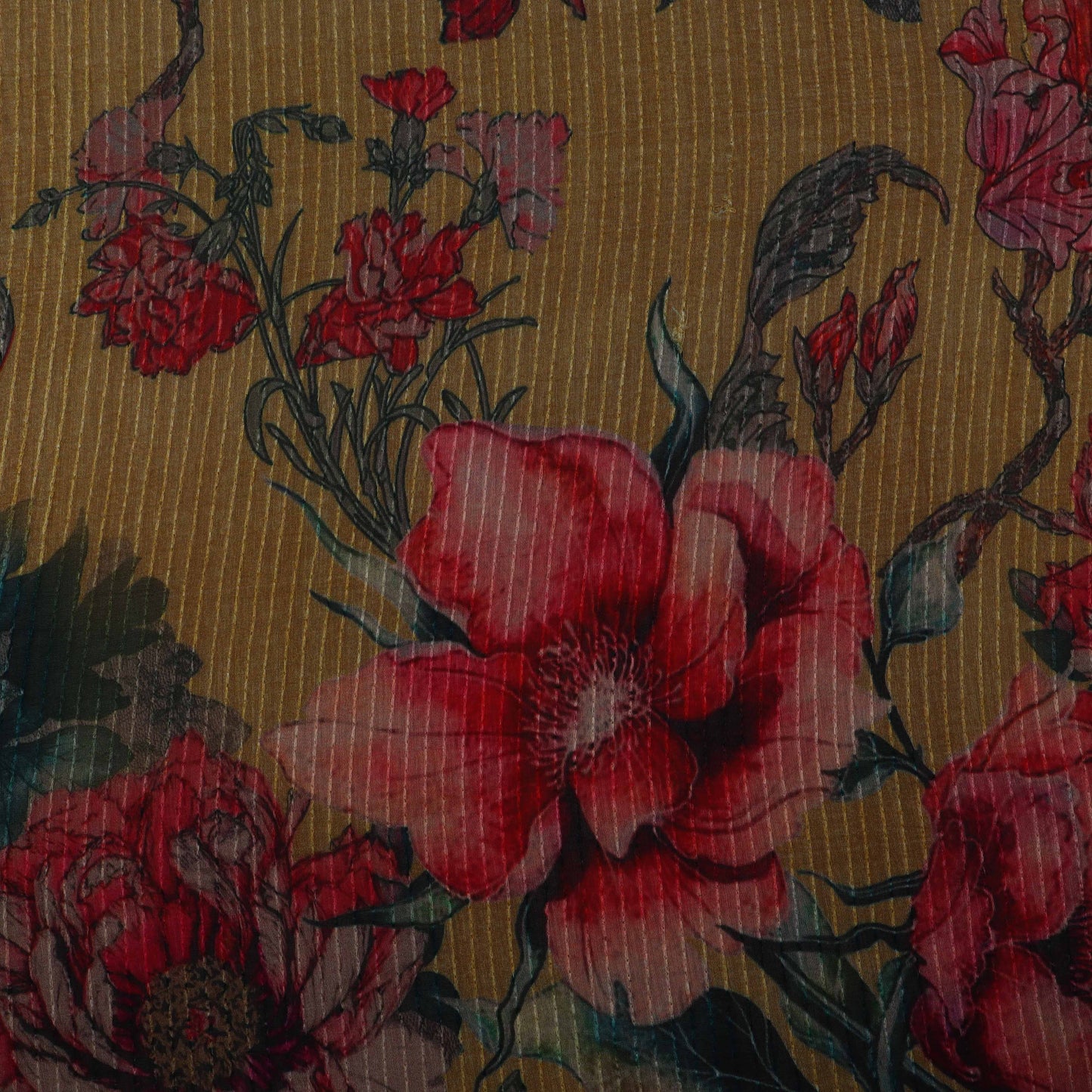 Colored Floral Chanderi Print Fabric