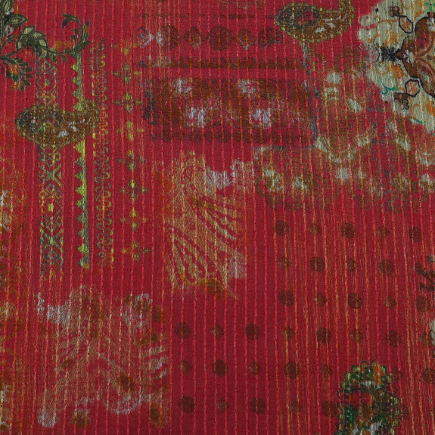 Colored Floral Chanderi Print Fabric